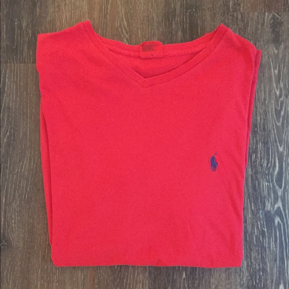 Polo by Ralph Lauren Red V-Neck T-Shirt